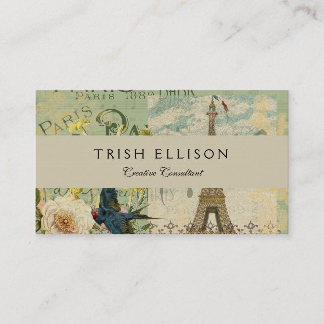 Tarjeta De Visita París Francia Viaje Viaje Viejo Pintura de Arte An (Anverso)