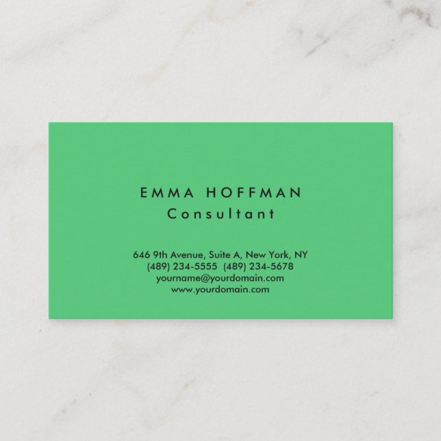 Tarjeta De Visita Paris Green Stylish Plain Simple Clásico (Anverso)