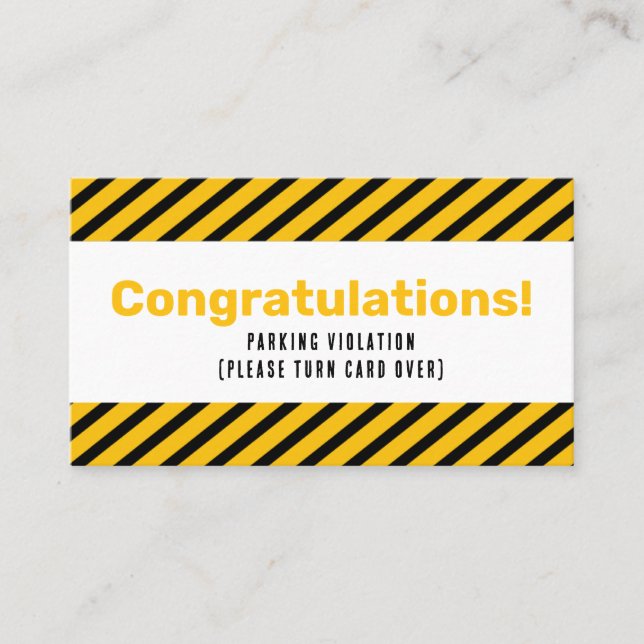 Tarjeta De Visita Parking Incorrectly complaint card (Anverso)