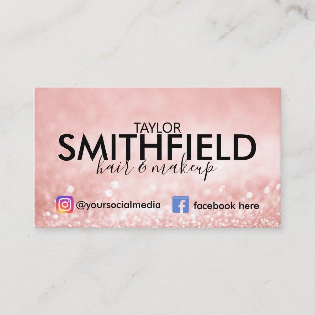 Tarjeta De Visita Parkles rosados Cabello de seda y moda (Anverso)