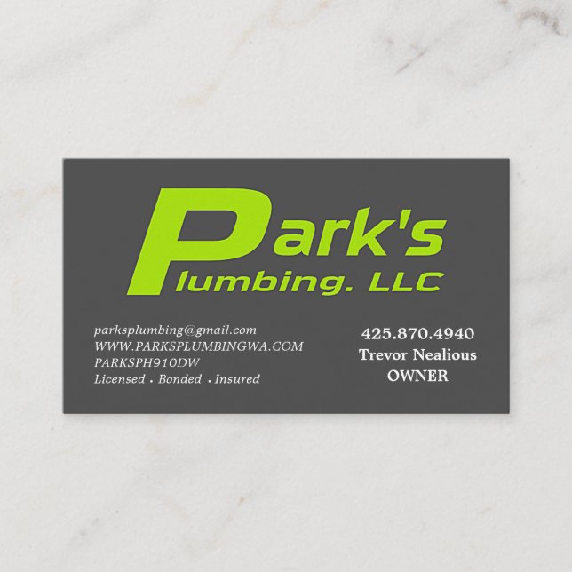Tarjeta De Visita ParksPlumbing-09-10-2018 (Anverso)