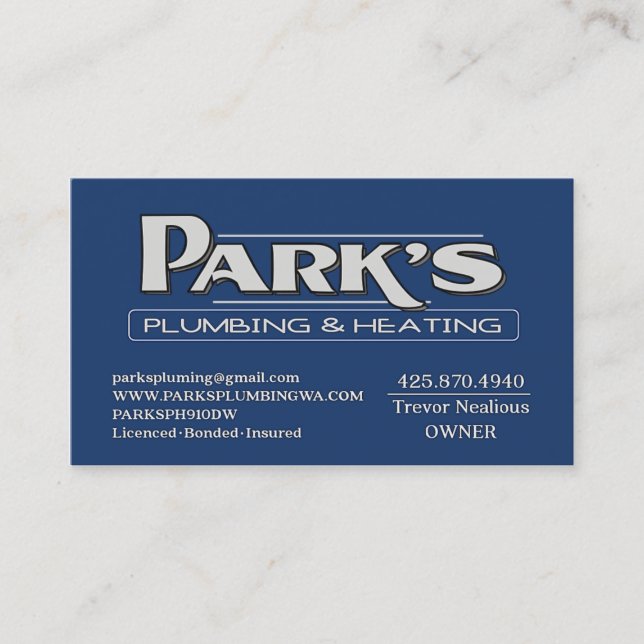Tarjeta De Visita ParksPlumbing II (Anverso)