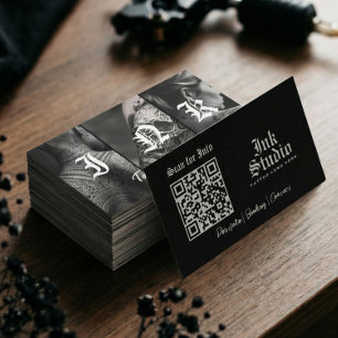 Tarjeta De Visita Parlour de tatuajes góticos negros vintage arte de
