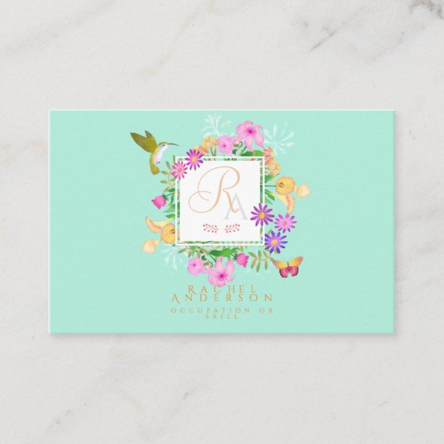 Tarjeta De Visita Parque acuático Floral horizontal (Anverso)
