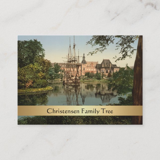 Tarjeta De Visita Parque de Tivoli, árbol de familia de Copenhague, (Anverso)