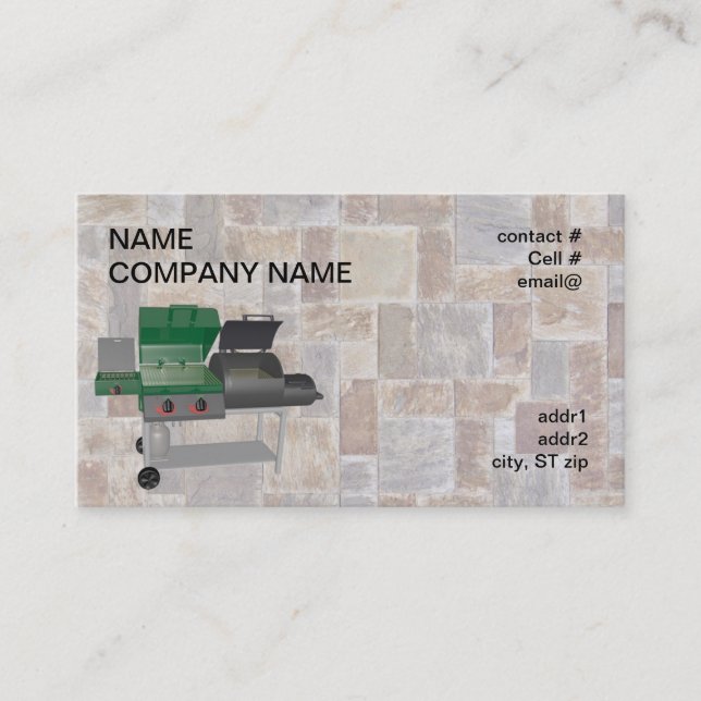 Tarjeta De Visita parrilla combinada del Bbq del fumador (Anverso)