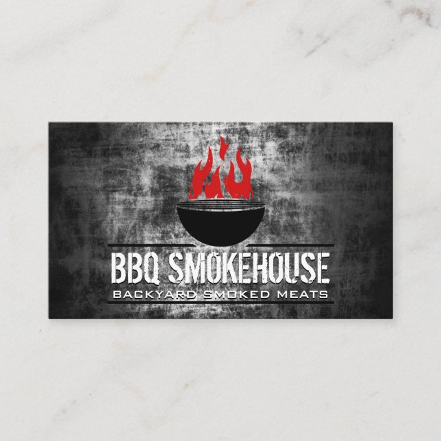 Tarjeta De Visita Parrillada de barbacoa en llamas (Anverso)