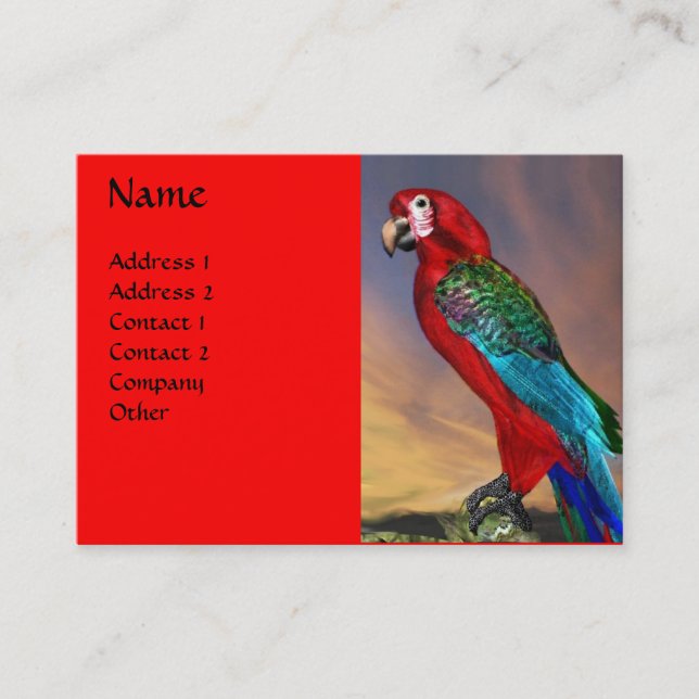 TARJETA DE VISITA PARROS HIPEROS / ARA ROJO (Anverso)