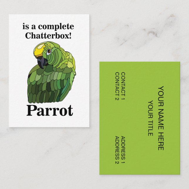 Tarjeta De Visita Parrot Bird Chatterbox Funny Tropical (Anverso / Reverso)