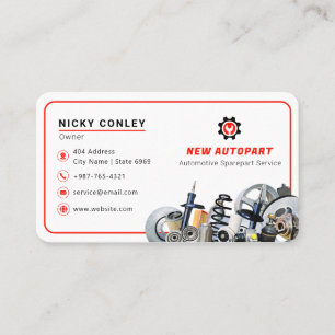 Tarjeta De Visita parte automotriz moderna   blanco
