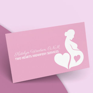 Tarjeta De Visita Partera Hermosa Silhouette Pink Heart