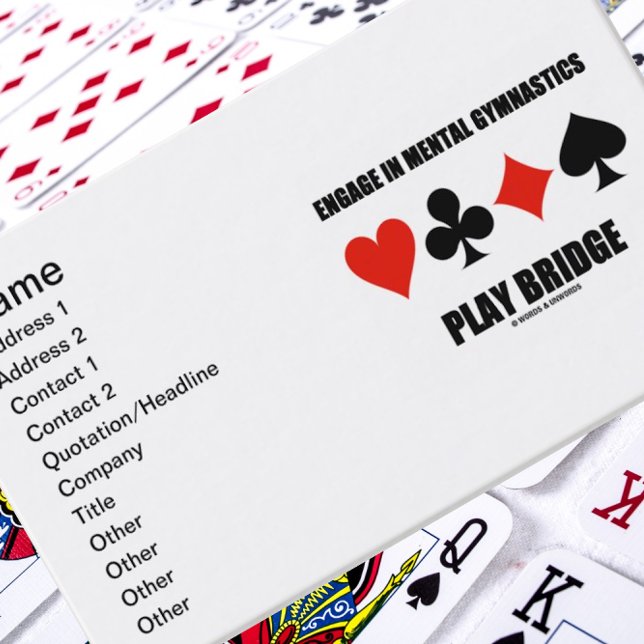 Tarjeta De Visita Participar En La Gimnasia Mental Jugar Los Soporte (Introduce yourself with these customizable business cards for any bridge player or teacher!)