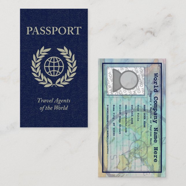 Tarjeta De Visita pasaporte de los agentes de viajes (Anverso / Reverso)