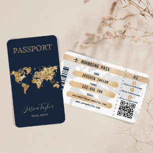 Tarjeta De Visita Pasaporte de viaje maquillaje Mapa mundial de emba
