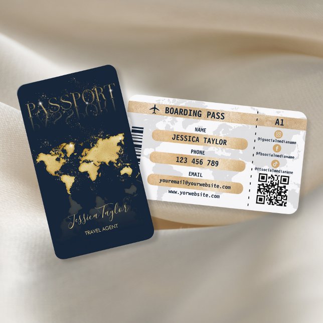Tarjeta De Visita Pasaporte de viaje maquillaje Mapa mundial de emba (Subido por el creador)