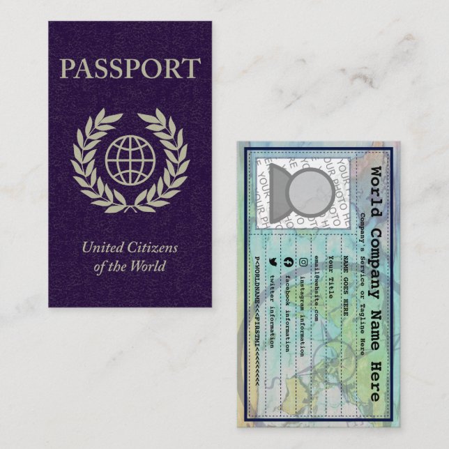 Tarjeta De Visita pasaporte púrpura (Anverso / Reverso)