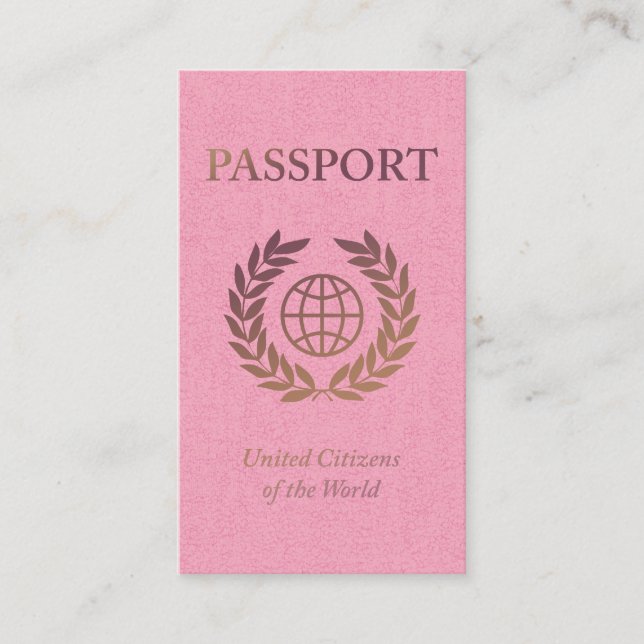 Tarjeta De Visita pasaporte rosa y dorado (Anverso)