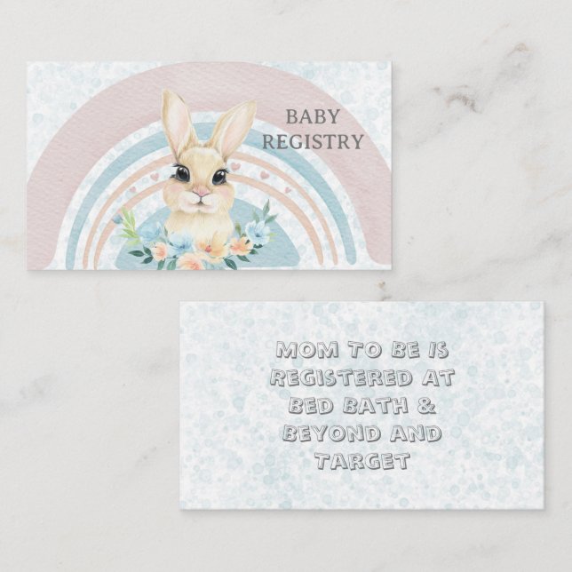 Tarjeta De Visita Pascua Conejo Florital Boy Baby Registry Bus (Anverso / Reverso)