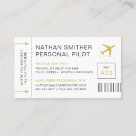 Tarjeta De Visita Pase de abordaje del piloto de jet privado