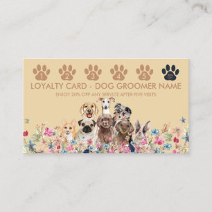 Tarjeta De Visita Paseador Acicalador Perro Marrón Amarillo Lealtad 