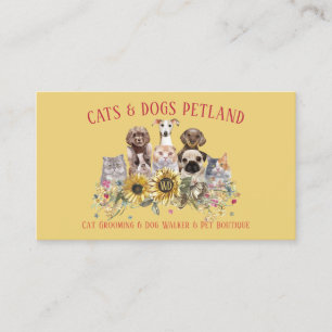 Tarjeta De Visita Paseador de Perro de Girasol Amarillo Rojo Groomin