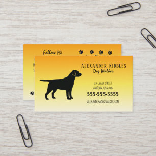 Tarjeta De Visita Paseador de Perro Labrador Negro Amarillo