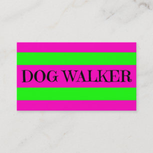 Tarjeta De Visita Paseador de perro Neon Green y Hot Pink