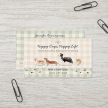 Paseador de Perros Acuarela Acogedor Gingham