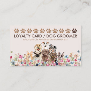 Tarjeta De Visita Paseador de Perros Café Marrón Lealtad Adorable