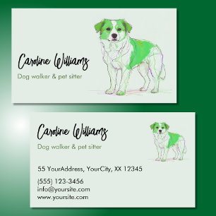 Tarjeta De Visita Paseador de perros cuidador de mascotas dibujo ver