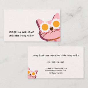 Tarjeta De Visita Paseador de Perros Cuidador de Mascotas Gato Adora