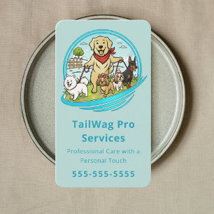 Tarjeta De Visita Paseador de Perros Felices Asistente Entrenador Cu