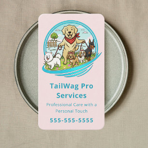 Tarjeta De Visita Paseador de Perros Felices Asistente Entrenador Cu