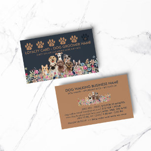 Tarjeta De Visita Paseador de Perros Groomer Punch Lealtad