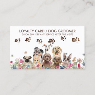 Tarjeta De Visita Paseador de Perros Grooming Mascotero Cute Lealtad