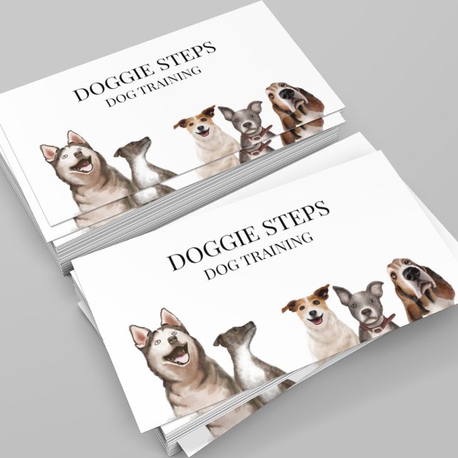 Tarjeta De Visita Paseo de Mascota de acuarela de entrenamiento de p (Subido por el creador)