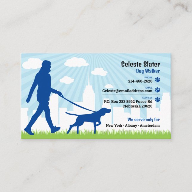 Tarjeta De Visita Paseo de Perro, Mascota sentado, veterinario, cuid (Anverso)