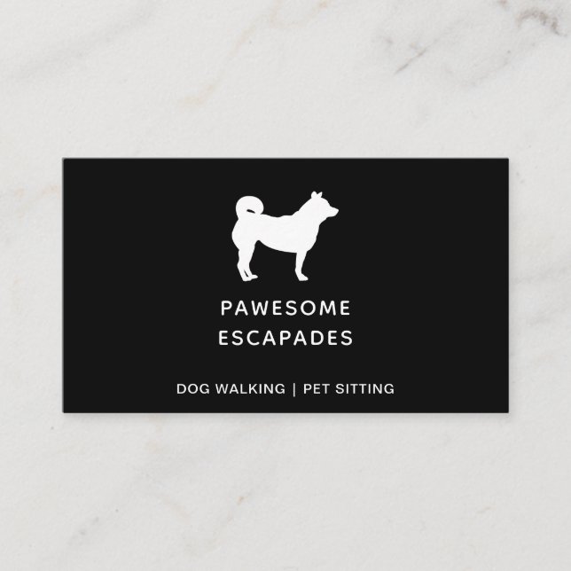 Tarjeta De Visita Paseo de Perro y Mascota Sitter Negro (Anverso)