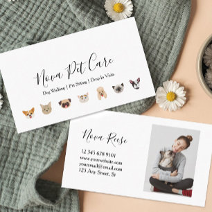 Tarjeta De Visita Paseo de Perros Cuidado de Mascotas Visita Breve F