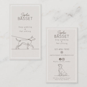 Tarjeta De Visita Paseo de Perros Moderno, Cuidado de Mascotas Minim