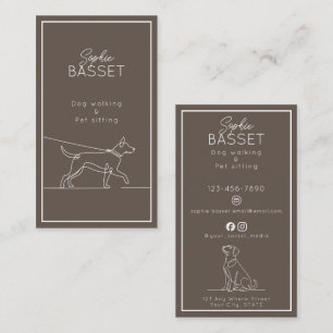 Tarjeta De Visita Paseo de Perros Moderno, Cuidado de Mascotas Minim
