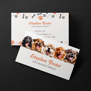 Tarjeta De Visita Paseo de Perros Perros Felices Cuidado de Mascotas