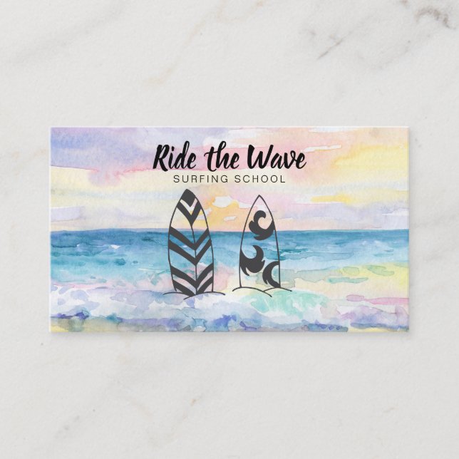 Tarjeta De Visita Paseo del *~* la escuela que practica surf de la (Anverso)