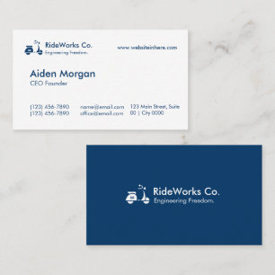Tarjeta De Visita Paseo Elegante Moderno RideWorks Co Blanco Limpio 