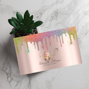 Tarjeta De Visita Pasta de molde de cupcakes florales gotas de arcoí