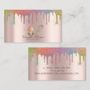Tarjeta De Visita Pasta de molde de cupcakes florales gotas de arcoí