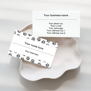 Tarjeta De Visita Pasta de perro, garras de perro, patas de gato, pa