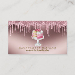 Tarjeta De Visita Pastas de pastelería Chef Rosa Purpurina de oro