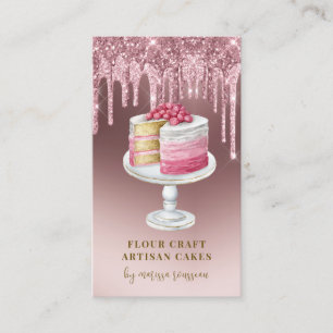 Tarjeta De Visita Pastas de pastelería Chef Rosa Purpurina de oro