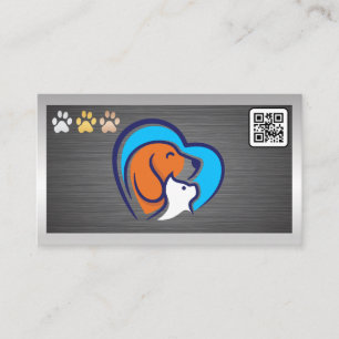 Tarjeta De Visita Pastas del logotipo del perro del gato Código QR